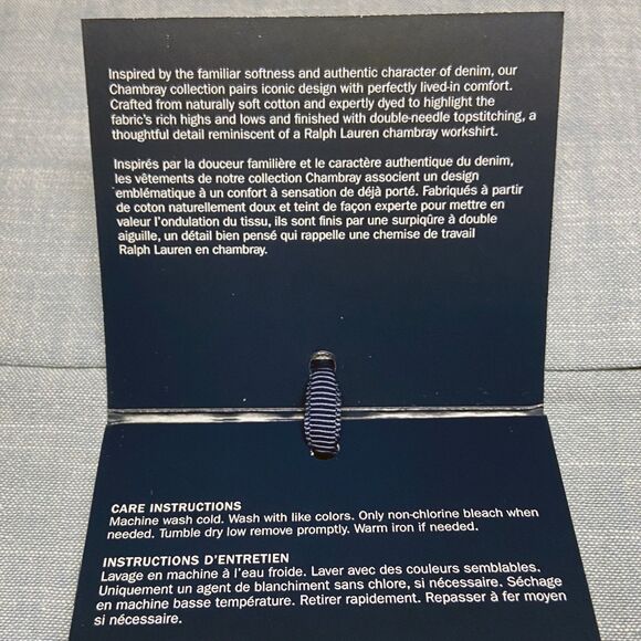 Ralph Lauren Workshirt Chambray Queen Flat Sheet Blue Yarn-Dyed Cotton - Picture 6 of 7